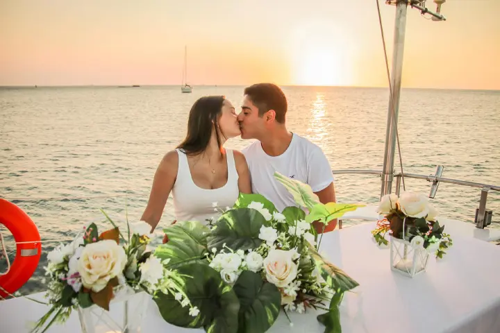 tropical sailing during sunset